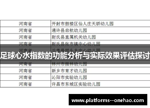 足球心水指数的功能分析与实际效果评估探讨 足球心水指数的功能分析与实际效果评估探讨